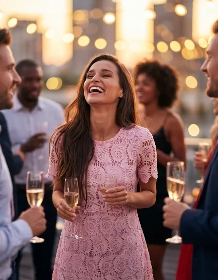 She wears his gift at a party